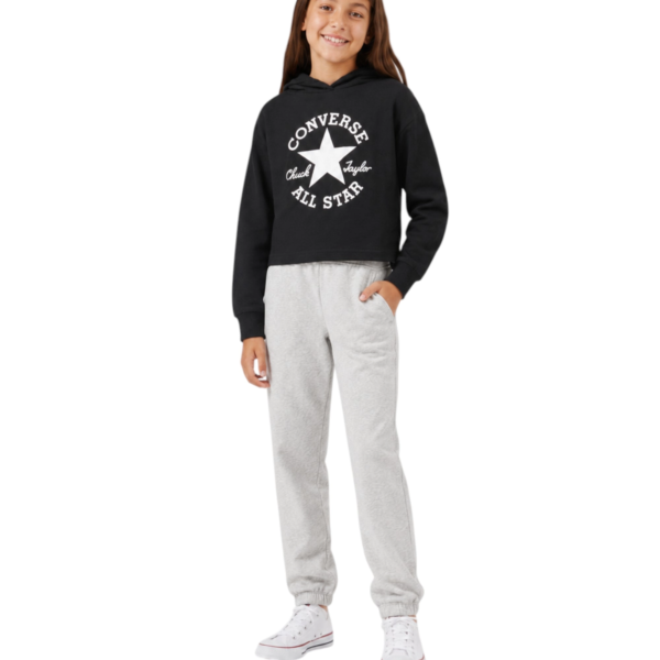 Converse - Παιδική Μπλούζα Φούτερ με Κουκούλα 4CH525-023 Μαύρο 4CH525-023