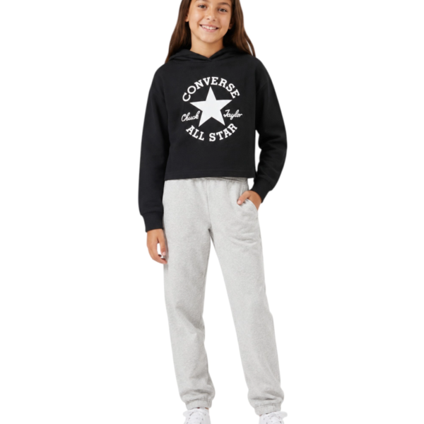 Converse - Παιδική Μπλούζα Φούτερ με Κουκούλα 4CH525-023 Μαύρο