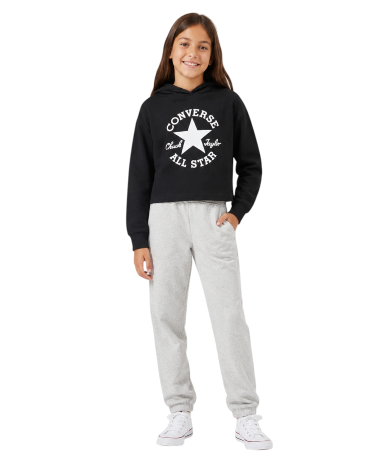 Converse - Παιδική Μπλούζα Φούτερ με Κουκούλα 4CH525-023 Μαύρο