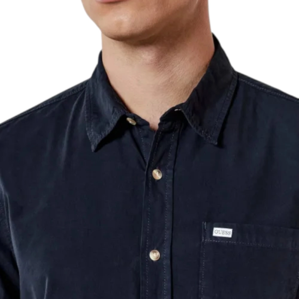 Guess Jeans - Ανδρικό Πουκάμισο M4YH35WGCF1-A71W Μπλε Ναυτικό M4YH35WGCF1-A71W