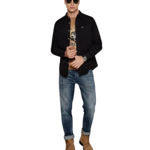 Guess Jeans - Ανδρικό Πουκάμισο M4YH35WGCF1-JBLK Μαύρο M4YH35WGCF1-JBLK