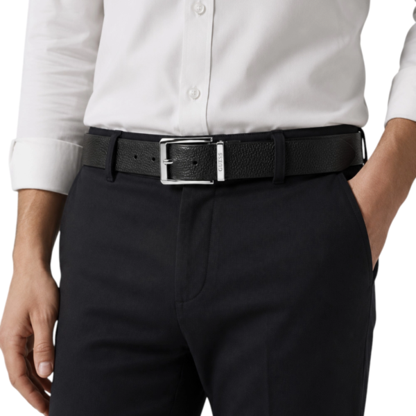 Guess - Ανδρική Δερμάτινη Ζώνη Διπλής Όψεως BM7948P6335-BLA Μαύρο BM7948P6335-BLA