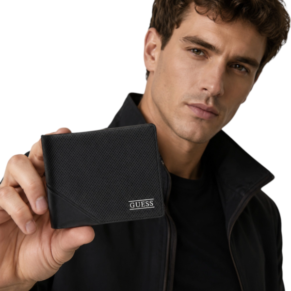Guess - Δερμάτινο Ανδρικό Πορτοφόλι Boston Genuine Leather SMBOSPLEA20-BLA Μαύρο SMBOSPLEA20-BLA