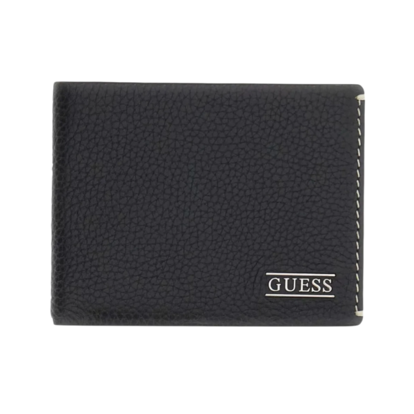Guess - Δερμάτινο Ανδρικό Πορτοφόλι Boston Genuine Leather SMBOGSLEA20-BLA Μαύρο