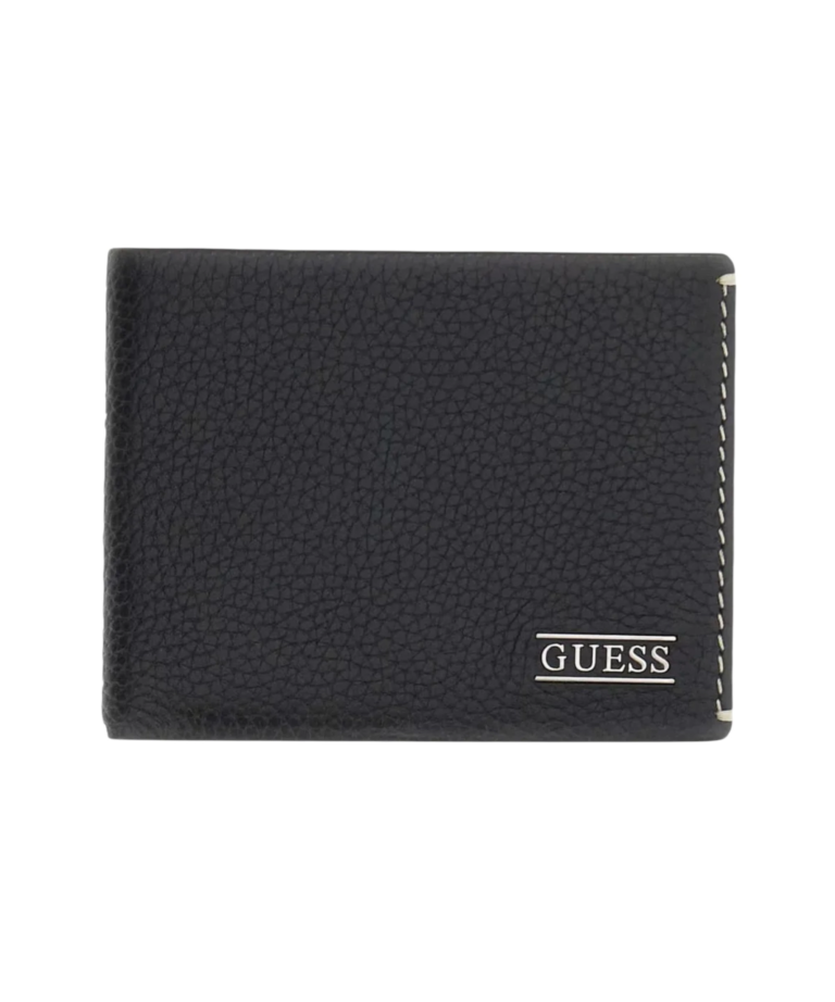 Guess - Δερμάτινο Ανδρικό Πορτοφόλι Boston Genuine Leather SMBOGSLEA20-BLA Μαύρο
