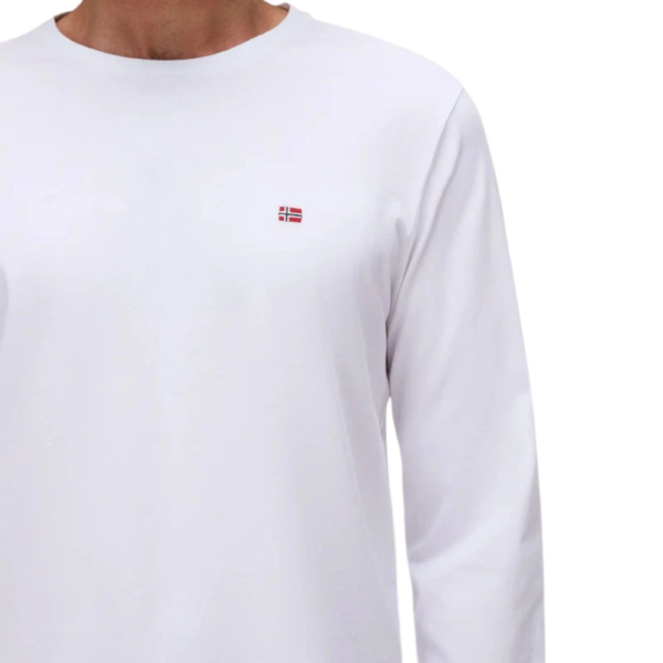 Napapijri - Ανδρική Μακρυμάνικη Μπλούζα T-Shirt NP0A4HN7-002 Λευκό NP0A4HN7002