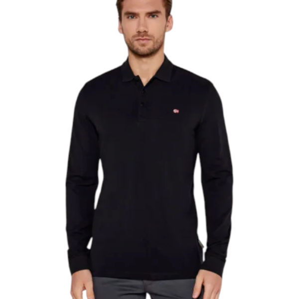 Napapijri - Ανδρική Μακρυμάνικη Μπλούζα T-Shirt Polo NP0A4I8Q-041 Μαύρο