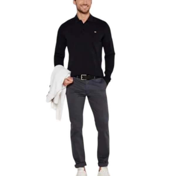 Napapijri - Ανδρική Μακρυμάνικη Μπλούζα T-Shirt Polo NP0A4I8Q-041 Μαύρο NP0A4I8Q041