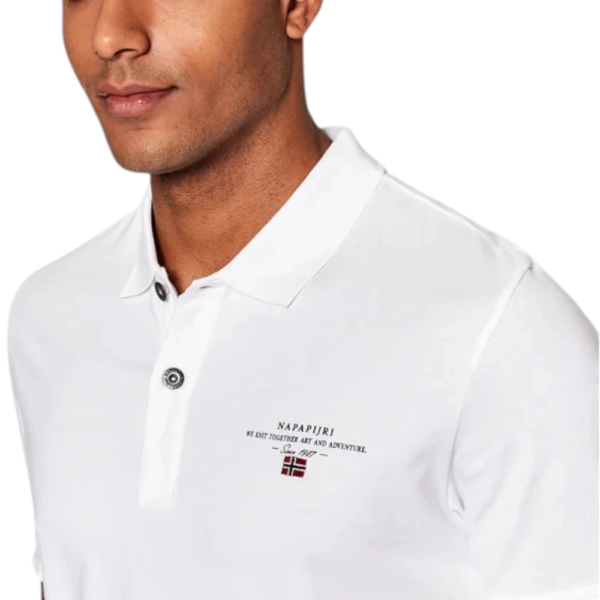 Napapijri - Ανδρική Μπλούζα Κοντομάνικη Polo Elbas Regular Fit NP0A4GB4-002 Λευκό NP0A4GB4002