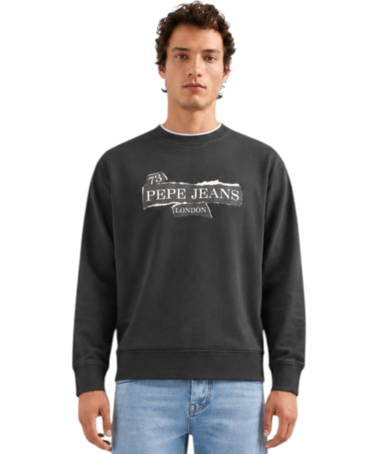 Pepe Jeans - Ανδρική Μακρυμάνικη Μπλούζα Φούτερ Gus Crew PM5800066-999 Μαύρο