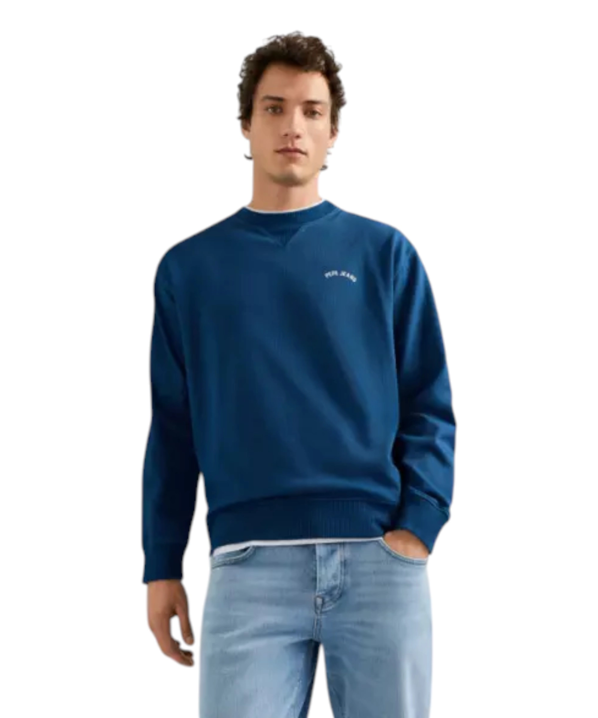 Pepe Jeans - Ανδρική Μακρυμάνικη Μπλούζα Φούτερ John Crew PM5800176-591 Μπλε Ναυτικό