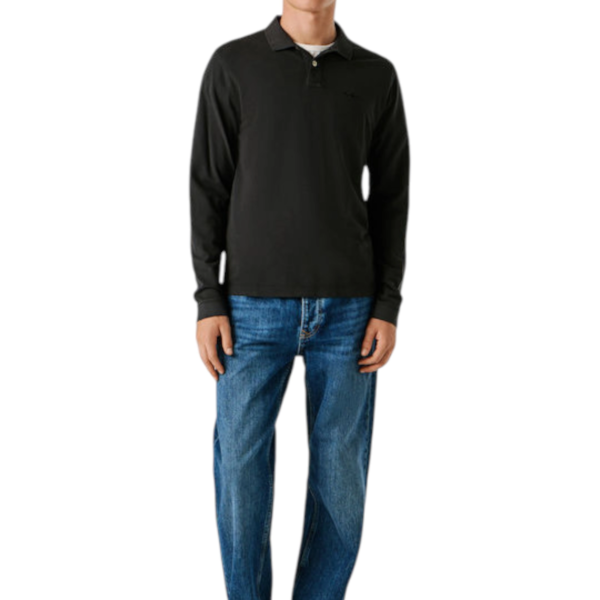 Pepe Jeans - Ανδρικό Μακρυμάνικο Μπλουζάκι Polo New Oliver PM542213-999 Μαύρο PM542213-999