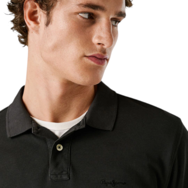 Pepe Jeans - Ανδρικό Μακρυμάνικο Μπλουζάκι Polo New Oliver PM542213-999 Μαύρο PM542213-999