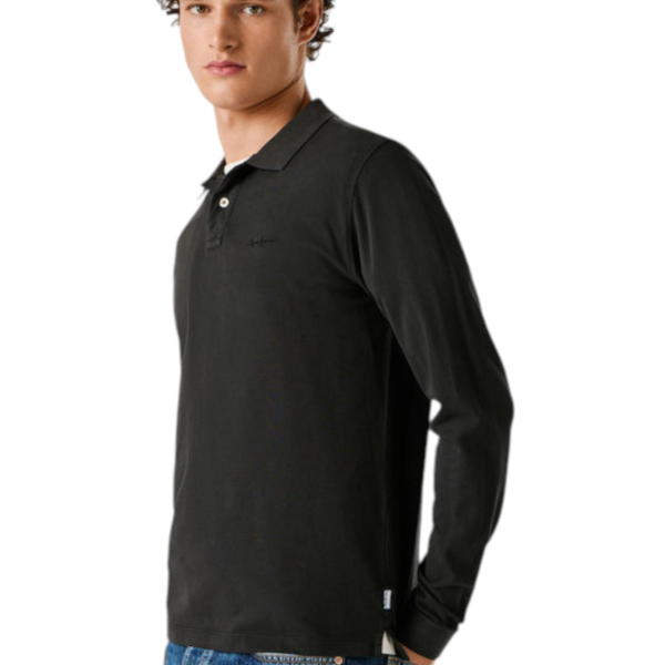 Pepe Jeans - Ανδρικό Μακρυμάνικο Μπλουζάκι Polo New Oliver PM542213-999 Μαύρο PM542213-999