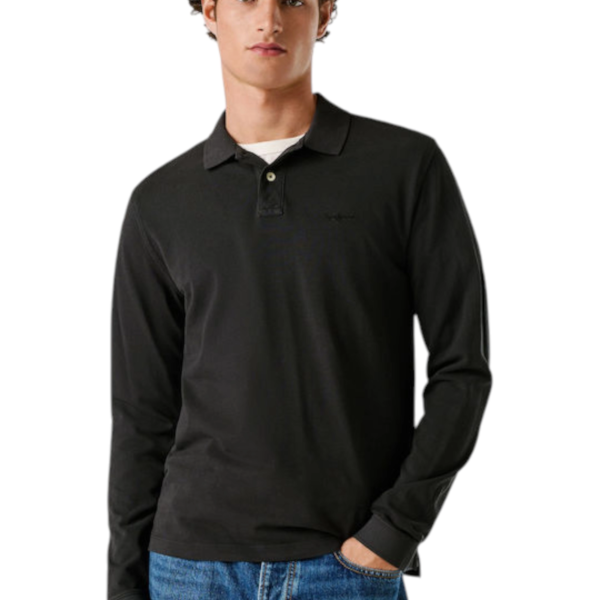 Pepe Jeans - Ανδρικό Μακρυμάνικο Μπλουζάκι Polo New Oliver PM542213-999 Μαύρο PM542213-999
