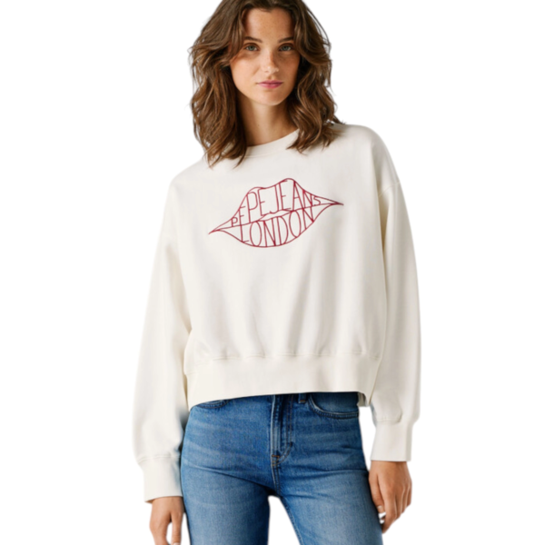 Pepe Jeans - Γυναικεία Μπλούζα Φούτερ Crew Neck Bernis PL5800042-808 Λευκό PL5800042-808