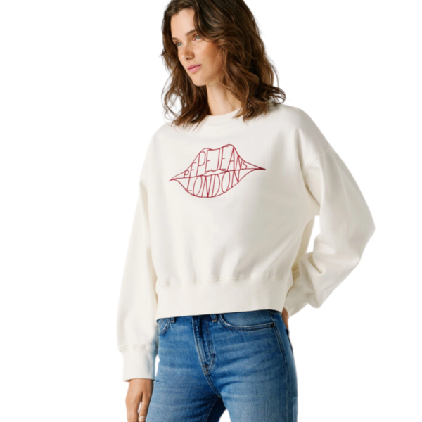 Pepe Jeans - Γυναικεία Μπλούζα Φούτερ Crew Neck Bernis PL5800042-808 Λευκό PL5800042-808