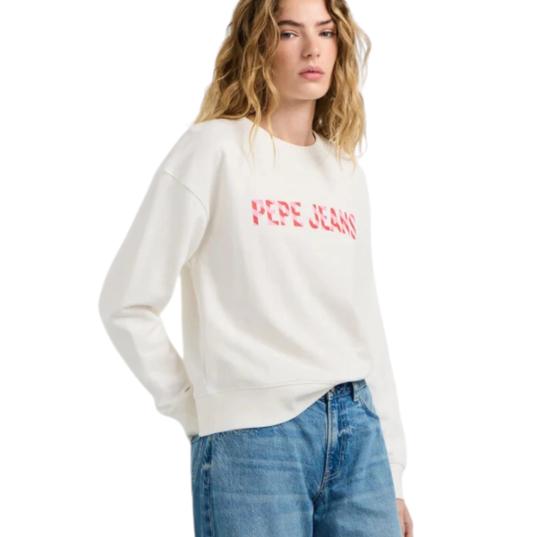 Pepe Jeans - Γυναικεία Μπλούζα Φούτερ Celeste PL5800099-808 Λευκό PL5800099-808