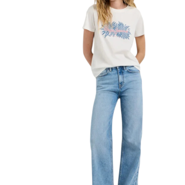 Pepe Jeans - Γυναικείο T-Shirt printed floral logo Christina PL5000237-808 Λευκό PL5000237-808