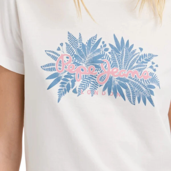 Pepe Jeans - Γυναικείο T-Shirt printed floral logo Christina PL5000237-808 Λευκό PL5000237-808