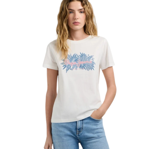 Pepe Jeans - Γυναικείο T-Shirt printed floral logo Christina PL5000237-808 Λευκό