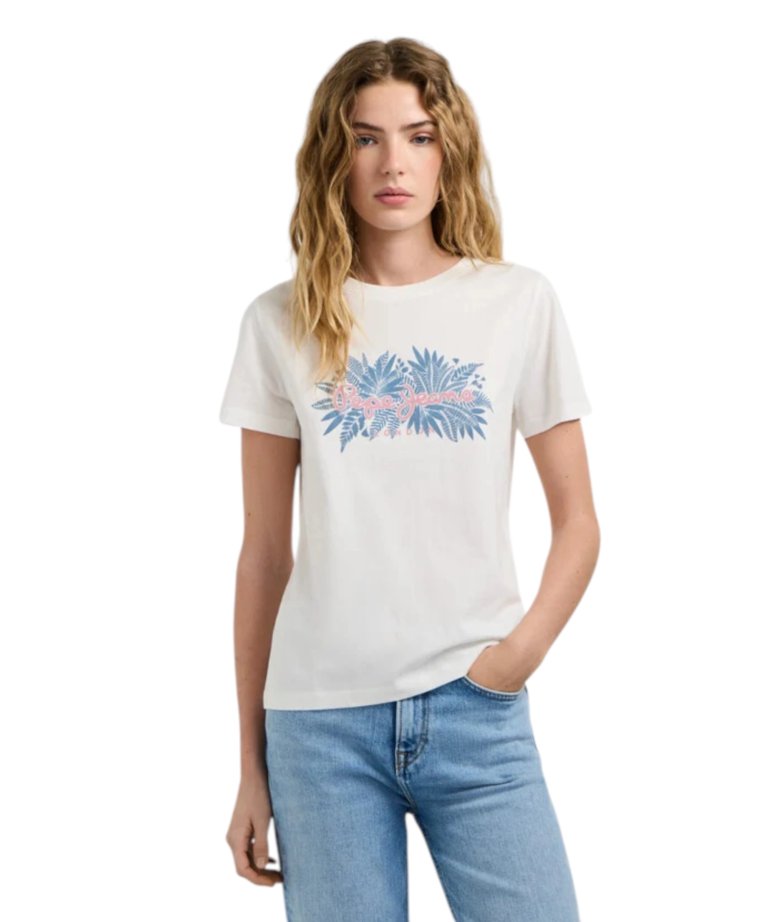 Pepe Jeans - Γυναικείο T-Shirt printed floral logo Christina PL5000237-808 Λευκό