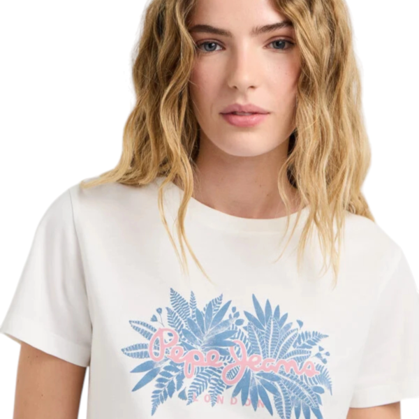 Pepe Jeans - Γυναικείο T-Shirt printed floral logo Christina PL5000237-808 Λευκό PL5000237-808