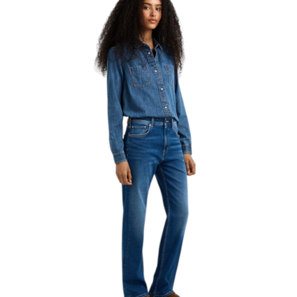 Pepe Jeans - Γυναικείο Τζιν Παντελόνι Arrow Mid Rise Straight Fit PL20510694-000 Μπλε PL20510694-000