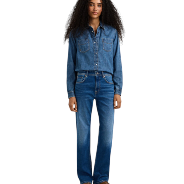Pepe Jeans - Γυναικείο Τζιν Παντελόνι Arrow Mid Rise Straight Fit PL20510694-000 Μπλε PL20510694-000