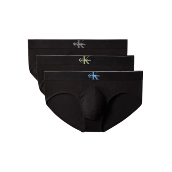 Calvin Klein - Ανδρικά Σλιπ 3Pack Graphic Monogram Cotton Stretch LV00NB4471-GUV Μαύρο