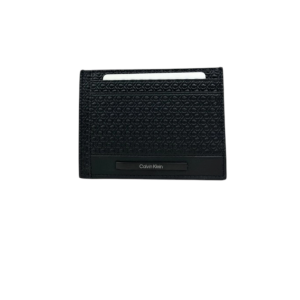 Calvin Klein - Ανδρική Δερμάτινη Καρτοθήκη Monogram-embossed Card Holder K50K511375-0GL Μαύρο