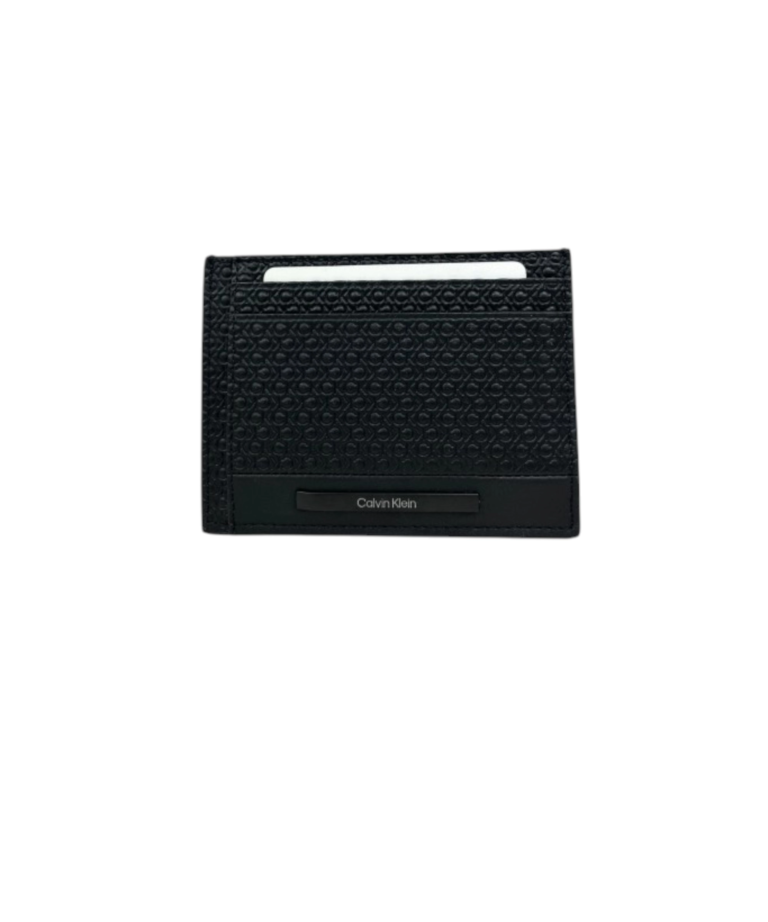 Calvin Klein - Ανδρική Δερμάτινη Καρτοθήκη Monogram-embossed Card Holder K50K511375-0GL Μαύρο