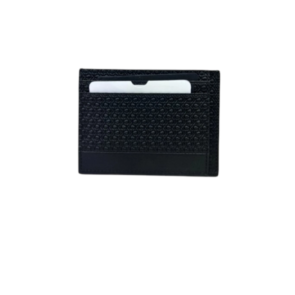 Calvin Klein - Ανδρική Δερμάτινη Καρτοθήκη Monogram-embossed Card Holder K50K511375-0GL Μαύρο K50K511375-0GL