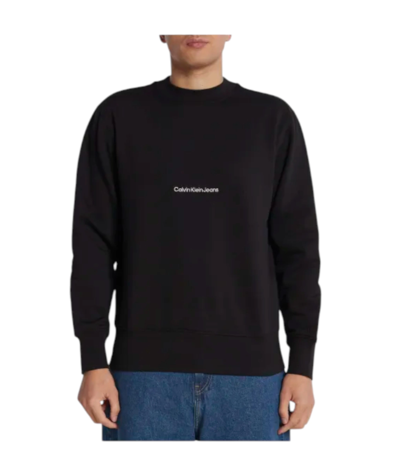 Calvin Klein - Ανδρική Μακρυμάνικη Φούτερ Institutional Crew Neck Relaxed Fit J30J324116-BEH Μαύρο