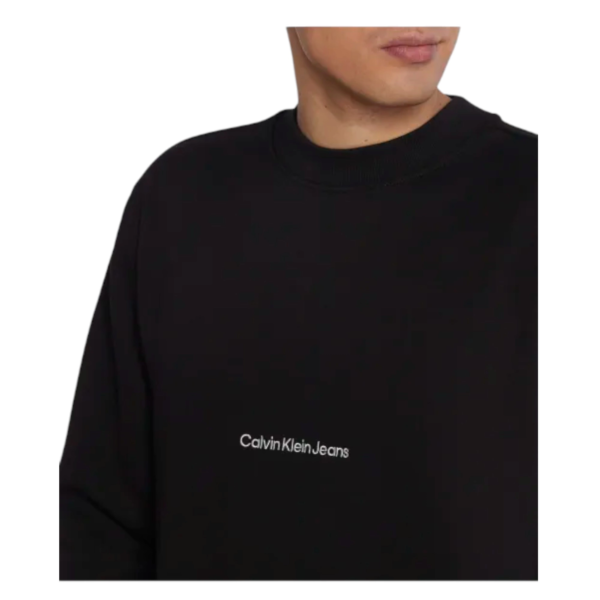 Calvin Klein - Ανδρική Μακρυμάνικη Φούτερ Institutional Crew Neck Relaxed Fit J30J324116-BEH Μαύρο J30J324116-BEH
