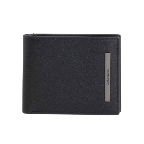 Calvin Klein - Ανδρικό Δερμάτινο Πορτοφόλι Modern Bar Bifold 5Cc W/Coin K50K510889-BAX Μαύρο