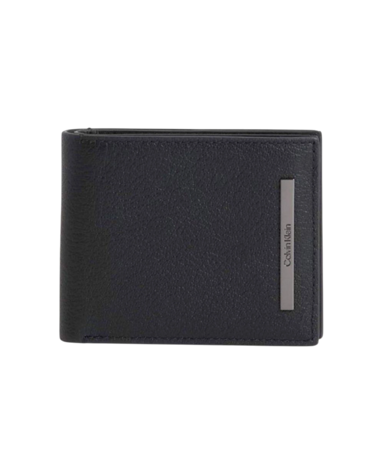 Calvin Klein - Ανδρικό Δερμάτινο Πορτοφόλι Modern Bar Bifold 5Cc W/Coin K50K510889-BAX Μαύρο