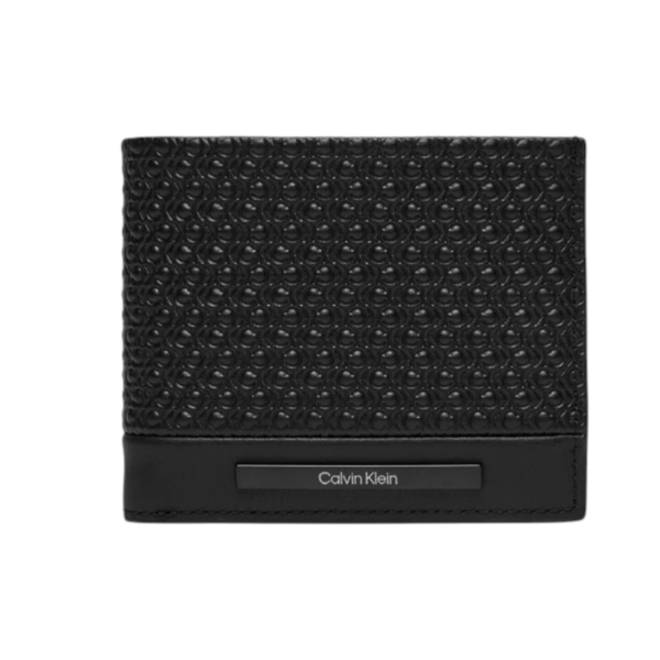 Calvin Klein - Ανδρικό Δερμάτινο Πορτοφόλι Modern Bar Bifold 6Cc W/Bill K50K511374-0GL Μαύρο