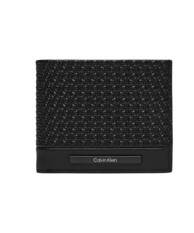 Calvin Klein - Ανδρικό Δερμάτινο Πορτοφόλι Modern Bar Bifold 6Cc W/Bill K50K511374-0GL Μαύρο