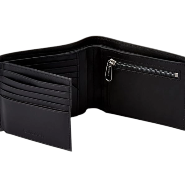 Calvin Klein - Ανδρικό Δερμάτινο Πορτοφόλι Modern Plaque Trifold 10CC Coin K50K510311-BAX Μαύρο K50K510311-BAX