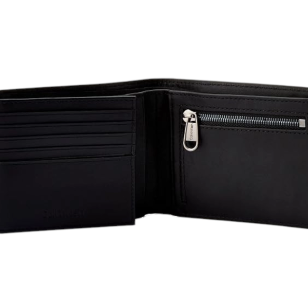 Calvin Klein - Ανδρικό Δερμάτινο Πορτοφόλι Modern Plaque Trifold 10CC Coin K50K510311-BAX Μαύρο K50K510311-BAX