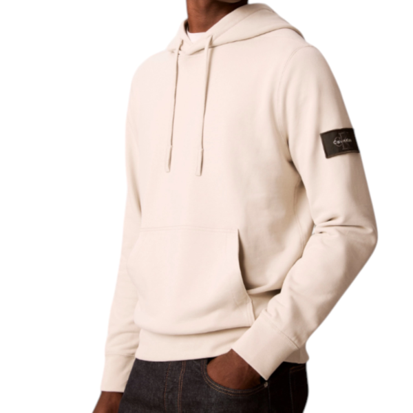 Calvin Klein - Ανδρικό Μακρυμάνικο Φούτερ 350terry Badge Hoodie LV04RJ201G-PDJ Μπεζ LV04RJ201G-PDJ