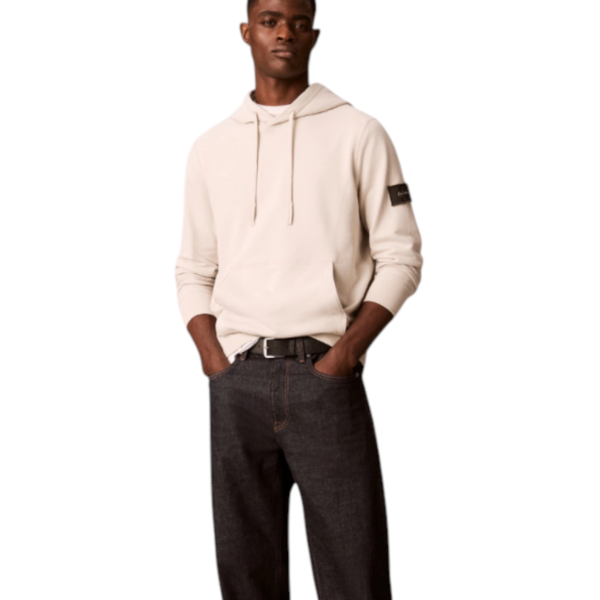 Calvin Klein - Ανδρικό Μακρυμάνικο Φούτερ 350terry Badge Hoodie LV04RJ201G-PDJ Μπεζ LV04RJ201G-PDJ