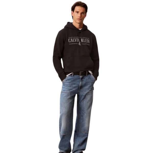 Calvin Klein - Ανδρικό Μακρυμάνικο Φούτερ Varsity Logo Relaxed Fit LV04RH238G-UB1 Μαύρο LV04RH238G-UB1
