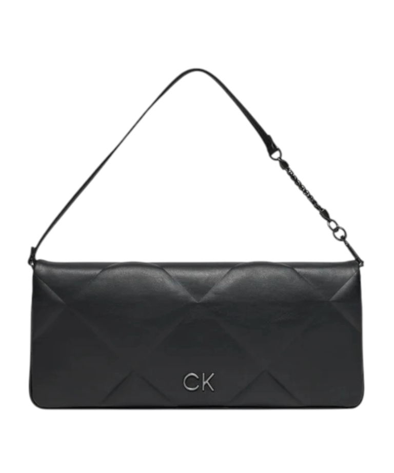 Calvin Klein - Γυναικεία Τσάντα Ώμου Re-Lock Quilt Wristelet Clutch K60K611333-BEH Μαύρο