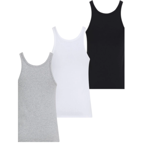 Calvin Klein - Γυναικείες Φανέλες Αμάνικες 3Pack Tank Rib Scoop Neck LV00QS7493-IE3 Λευκό/Μαύρο/Γκρί LV00QS7493-IE3