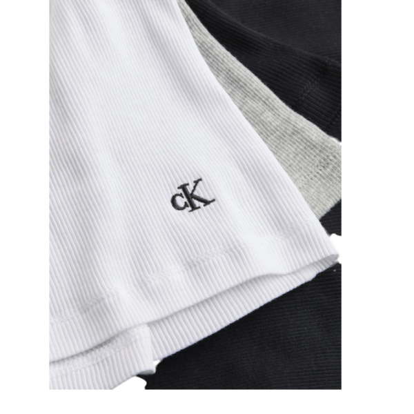 Calvin Klein - Γυναικείες Φανέλες Αμάνικες 3Pack Tank Rib Scoop Neck LV00QS7493-IE3 Λευκό/Μαύρο/Γκρί LV00QS7493-IE3