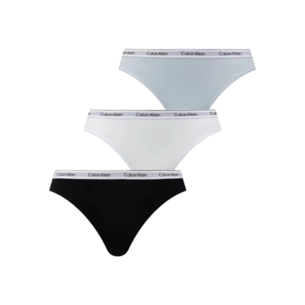 Calvin Klein - Γυναικείο Slip 3 Pack Icon Logo LV00QD5207-GG2 Μαύρο/Λευκό/Γαλάζιο