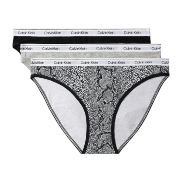 Calvin Klein - Γυναικείο Slip 3 Pack Icon Logo LV00QD5207-H03 Μαύρο/Γκρί/Fantasia