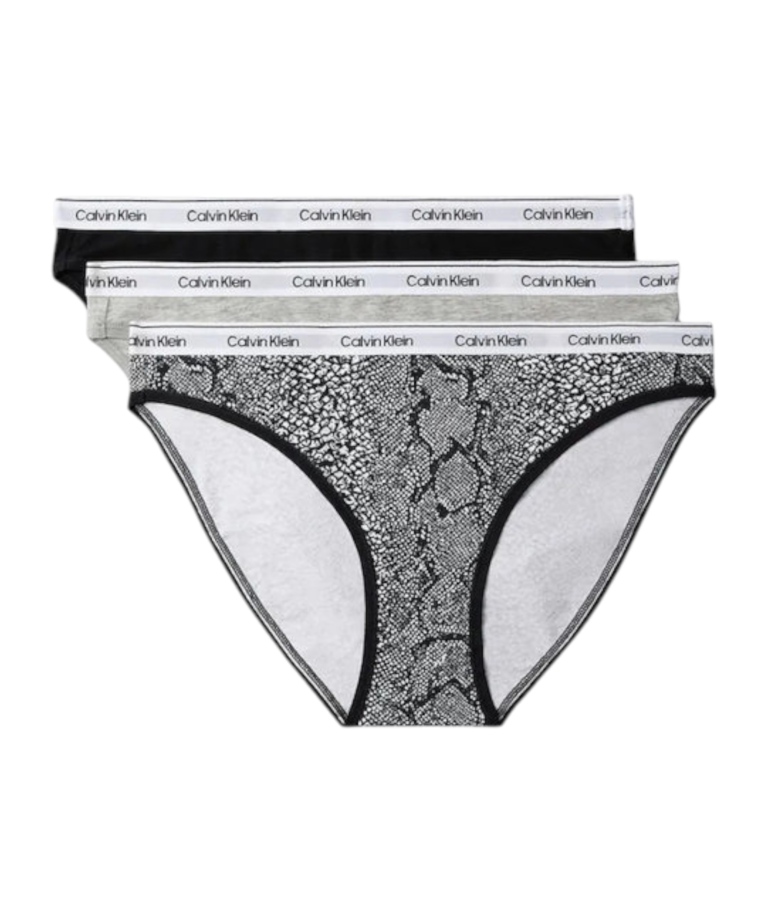 Calvin Klein - Γυναικείο Slip 3 Pack Icon Logo LV00QD5207-H03 Μαύρο/Γκρί/Fantasia